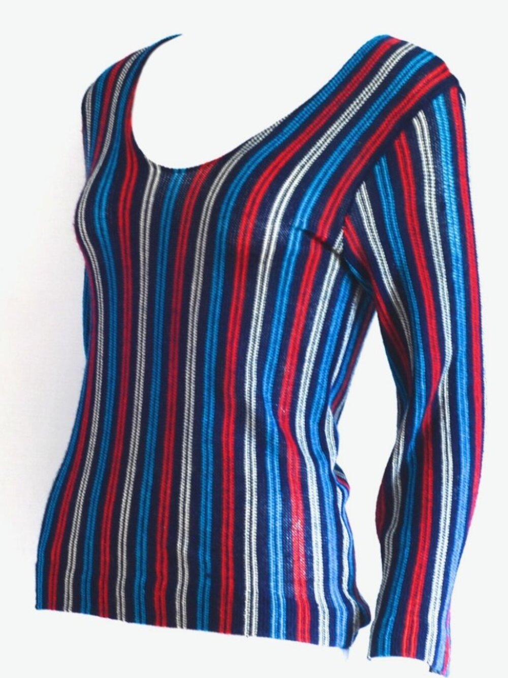 Gigliola 1970's Knit Top With Vertical Stripes - Italy